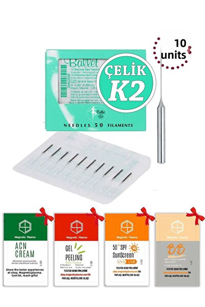 Ballet 10 قطع K2 فضي - إبرة إزالة الشعر الفولاذية الأصلية K2 إبرة فضية
