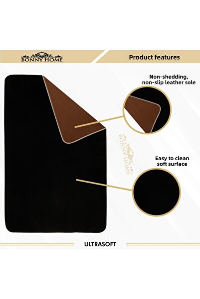 Bonny Home Damask Σετ Τουαλέτας 3 τεμαχίων Μαύρο Ultrasoft Δερμάτινο Σετ Μοκέτα Μπάνιου