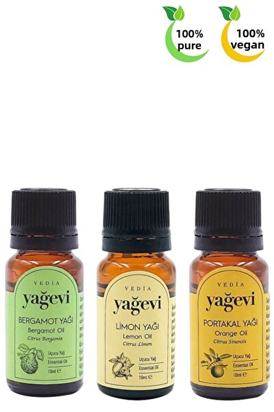 Yağevi Pure Bergamot Lemon Orange Essential Set - 3x10 ml