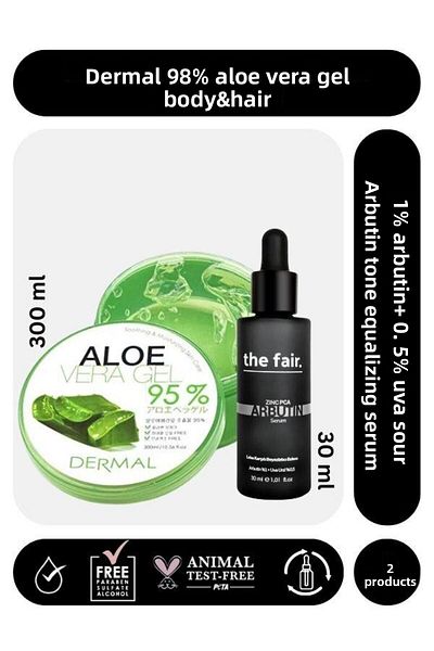 Dermal 98% Aloe Vera Gel - 300ml Weekly Nona with Water  Moisturizing Serum for Body and Hair
