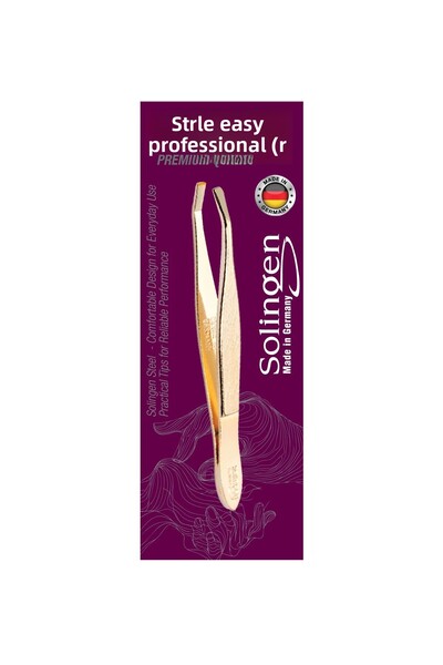 STRLEASY 6230 ملقط سولينجن من الفولاذ الذهبي - طرف رفيع