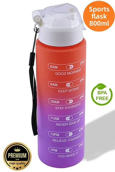 NUBLADO Sports Water Bottle 800 ml Bpa Free Children's Water Bottle Leakproof Strawless Water Bottle Pink Purplemotivation.