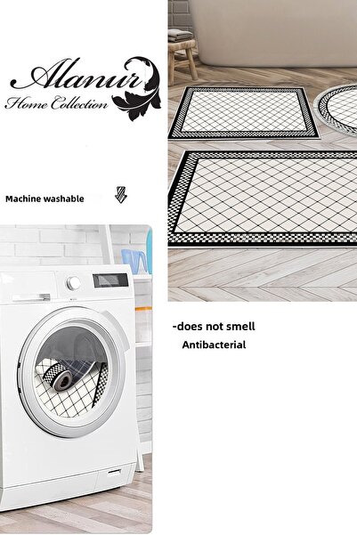 Dekoreko Digital 3-Piece Bathroom Set Star Cotton Non-Slip Base Mixed Round Modern Krystalyn Cream