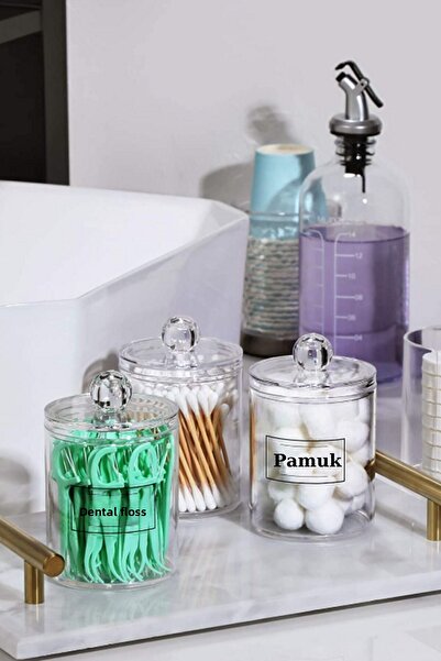 Böğürtlen Home طقم حمام مكون من 6 قطع - منظم للأذنين والقطن والمكياج والقطن والمجوهرات في الخزانة