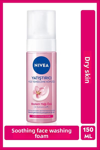 NIVEA Soothing Face Wash Foam 150ml, Deeply Cleansing, Moisturizing, Sensitive and Dry Skin