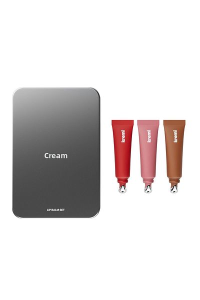 Kremi Lip Balm Set with Metal Box Gift - Red, Coffee, Nude, Moisturizing and Lip Gloss