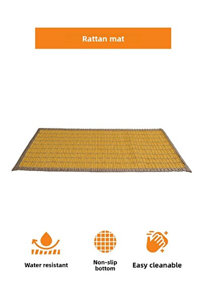 AHİR TİCARET Rattan Non-Slip Bath Mat - Waterproof - Multi-Purpose Mat 50X120 cm