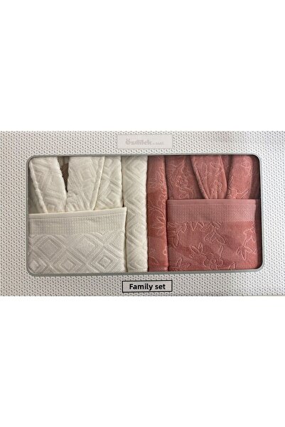 Özdilek طقم روب حمام طقم عائلي رعوي مزدوج