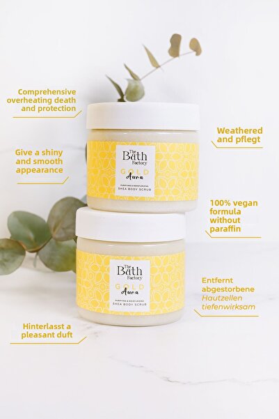 THE BATH FACTORY Hydratační a čistící bambucký tělový peeling - Gold Aura 300g