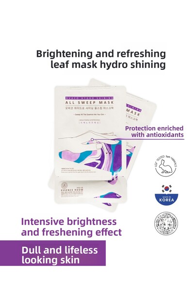 Ovaco قناع الوجه الورقي المضيء والمنشط |   هيدرو شاينينغ |   نياسيناميد