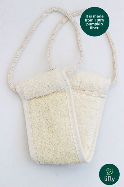 lifly كيس منشفة لتدليك الظهر من اليقطين الطبيعي - كيس منشفة للاستحمام - كيس م...