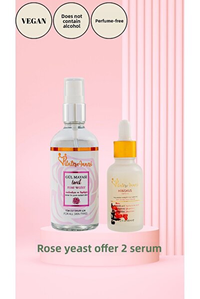 pilatesannesi مجموعة مكونة من 2 مصل للوجه مضاد للشيخوخة وخميرة الورد