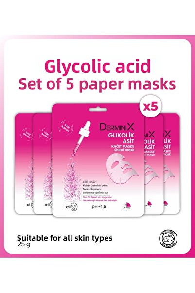 Derminix قناع ورقي بحمض الجليكوليك 5 قطع