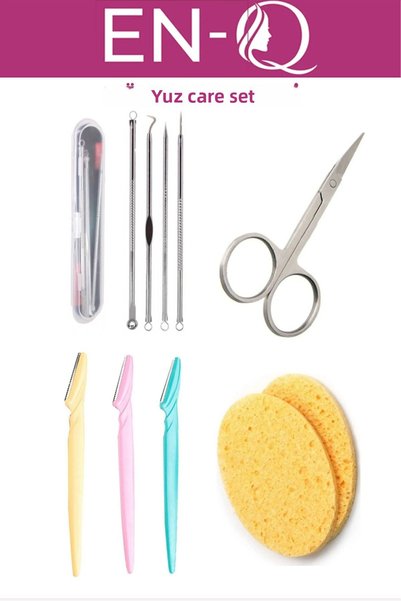 ENQ 4-Piece Facial Care Set - Eyebrow Razor, Eyebrow Mustache Scissors, 4-Pie...