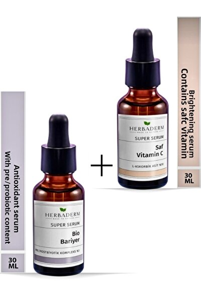 Herbaderm مصل بيو باريير بري/بوستبيوتيك سوبر 30 مل وسيروم فيتامين سي النقي لل...