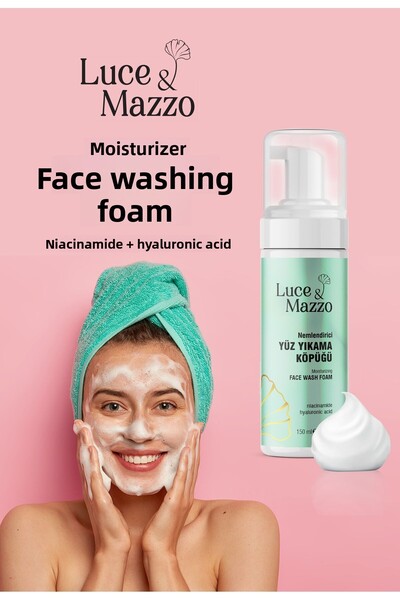 Luce & Mazzo رغوة غسول الوجه المرطبة - نياسيناميد لتفتيح البشرة وحمض الهيالور...