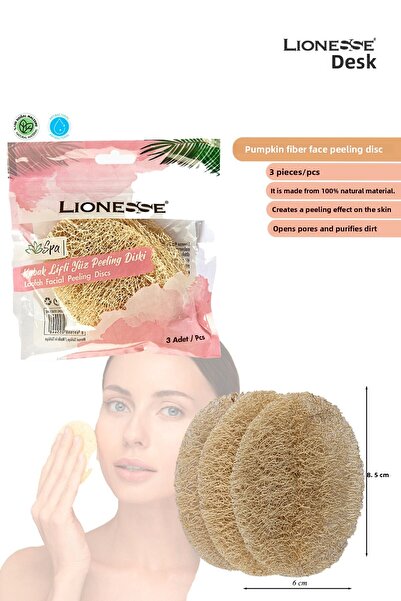 Lionesse Pumpkin Fiber Facial Peeling Disc 3-Pack L-447 – 100% Natural, Skin Renewing, Pore Refining