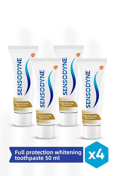 Sensodyne معجون أسنان مبيض للحماية الكاملة 50 مل - مجموعة من 4 قطع