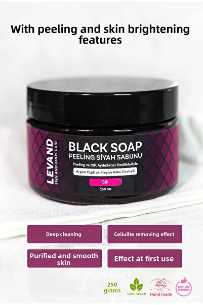 Levand Moroccan Black Argan Peeling Soap - Rose/Beldi/Gel 250g