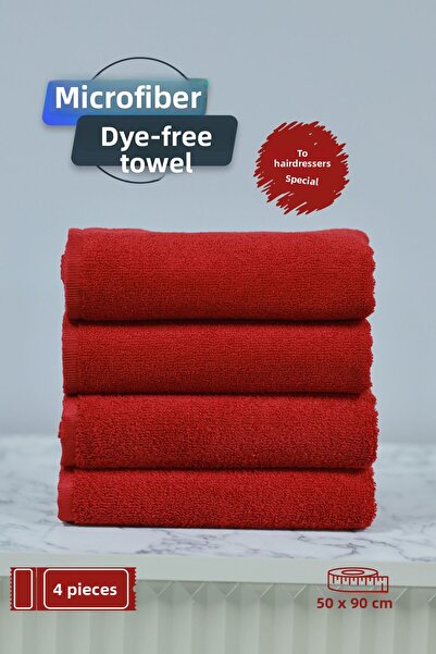 denizlicotton Prosop de păr din microfibră anti-vopsea special pentru coafuri 50x90 cm Set de 4