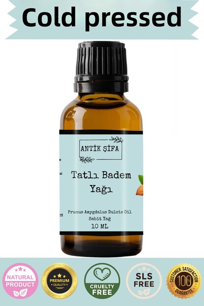 Antik Şifa 10 مل زيت اللوز الحلو النقي 100% - معصور على البارد