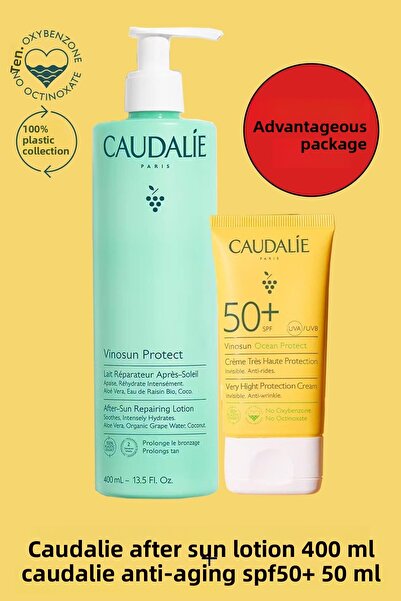 Caudalie كريم مضاد للشيخوخة SPF50+ 50 مل + لوشن كودالي لإصلاح ما بعد الشمس 40...