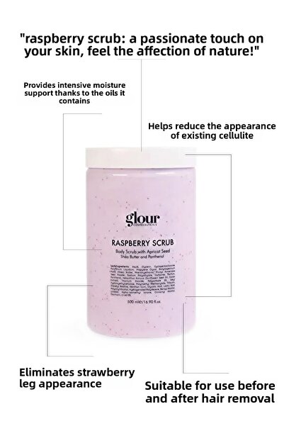 GLOUR Raspberry Scrub 500 Ml-Body Scrub |   Raspberry Cellulite, Strawberry L...