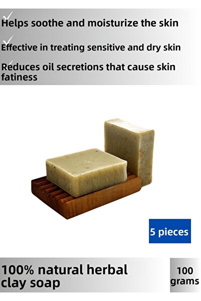 Wintoup Natural Clay Soap - 5 Pieces 100gr, Special Production Suitable for A...