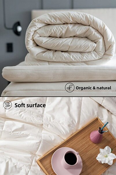 BEYAZLALE King Size Lamb Wool 100% Natural Quilt |   Organic Merino Wool Quilt with Special Bag