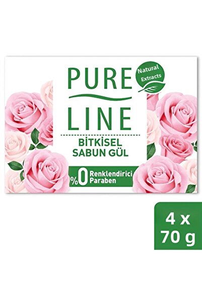 Pure Line Pureline Solid Soap Herbal Rose Scented 4x70gr Hand Soap
