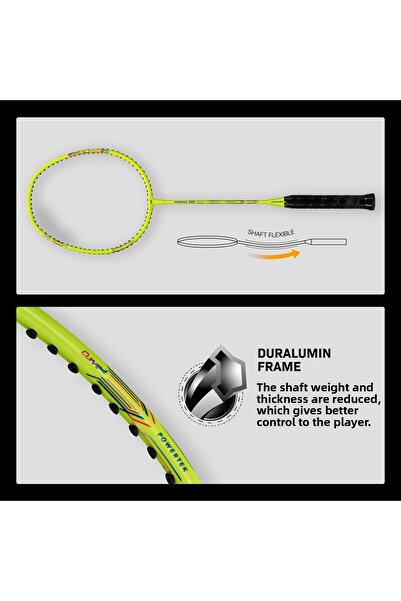 Hundred Powertek 200 Pro Badminton Racquet (NEON GREEN, STANDARD) | Aluminium, Strung, 95g, G5 Grip