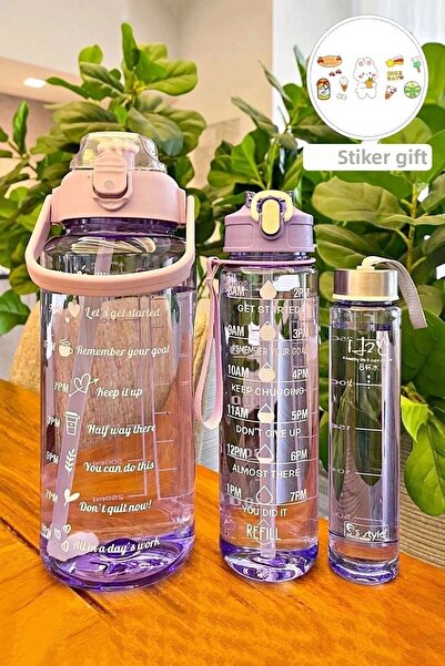 Maridet 3-Piece New Transparent Motivational Unscented Stickered Sports Water...