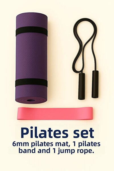 MEKOS Σετ 3 μωβ πλάκες 6 mm, μαξιλάρι γιόγκα και χαλάκι κάμπινγκ, 1 ταινία Pi...