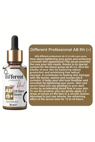 DİFFERENT PROFESİONAL AB Rh Blood Type Specific Skin Renewing, Moisturizing, Anti-Spot, Brightening Serum