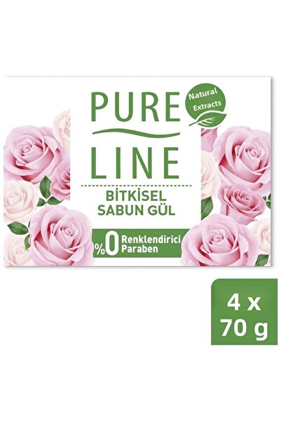 Pure Line Rose Natural Extracts Herbal Based Soap 4 X 70 gr