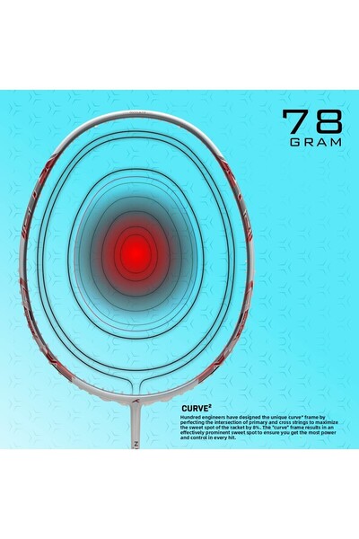 Hundred Nuclear 78 Badminton Racquet | White/red | Lightweight & Strong | Professional Racket