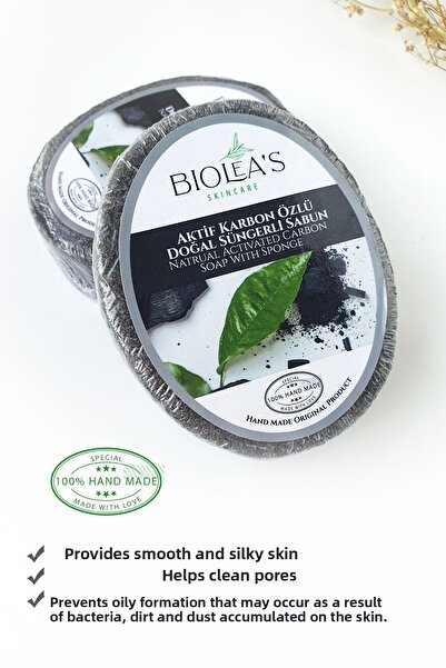 Biolea's skincare صابون إسفنجي طبيعي بخلاصة الكربون النشط 130 جرام