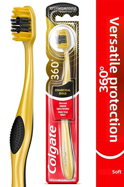 Colgate فرشاة أسنان كولجيت 360 الفحمية الذهبية متعددة الاستخدامات والناعمة