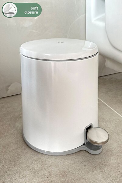 Prima Nova 6 Lt White and Gray Cigo Pedal Bathroom Kitchen Trash Can