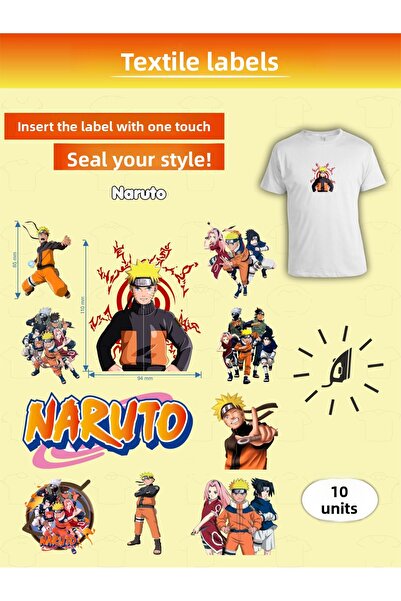 AGG Reklam مجموعة ملصقات ملابس ناروتو مكونة من 10 قطع تلتصق بالكي