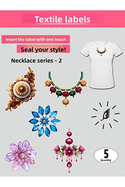 AGG Reklam Iron-On Clothing Tag Necklace Series -2 Set of 5