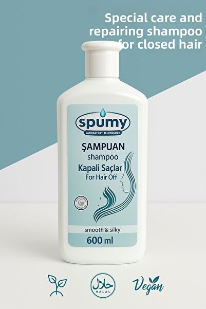 Spumy شامبو نباتي عضوي – خاص للشعر المتعفن، حلال معتمد 600 مل
