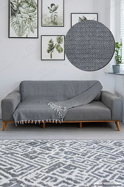 QURRY Husă de canapea cu model pătrat 170x210, husă de canapea din bumbac, husă de canapea extensibilă, husă multifuncțională