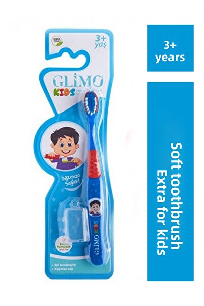 Glimo فرشاة أسنان فائقة النعومة للأطفال بعمر 3 سنوات فما فوق (أزرق)