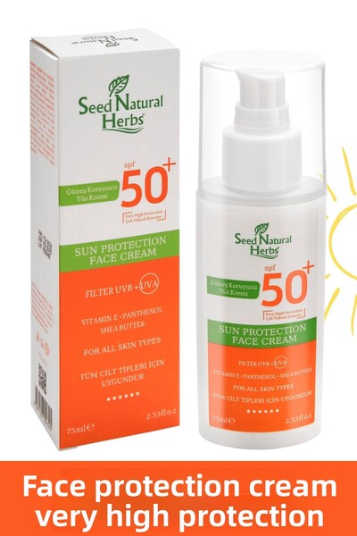 Seed Natural Herbs كريم الوجه الواقي من الشمس بمعامل حماية 50+، عامل 50، 75 مل