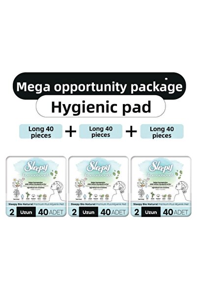 Sleepy بيو ناتشورال بريميوم بلس وسادة صحية ميجا أوبرتونيتي حزمة طويلة 120 قطعة