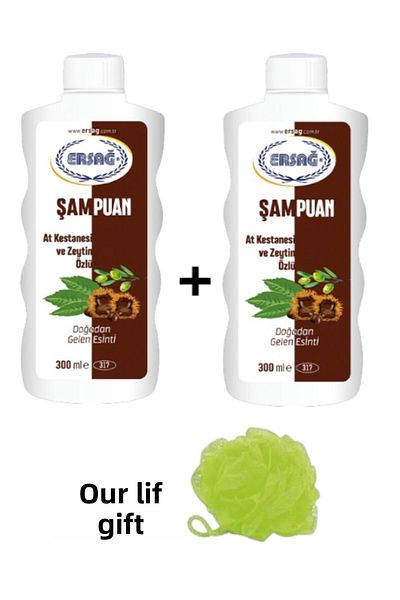 Ersağ Horse Chestnut and Olive Extract Shampoo 300 ml 2 Pieces Lif Our Gift