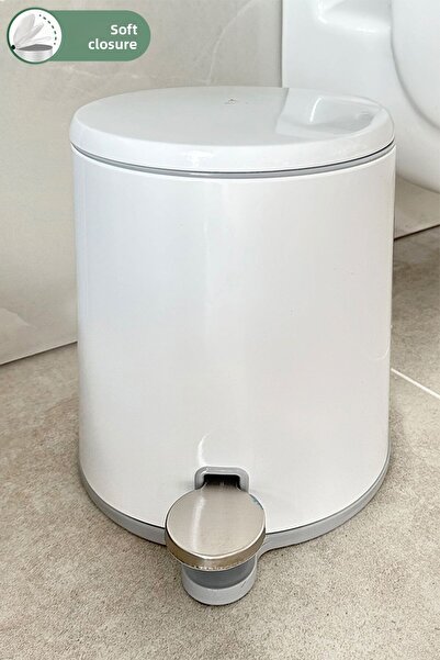 Prima Nova 6 Lt White and Gray Cigo Pedal Bathroom Kitchen Trash Can