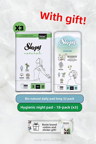 Sleepy 32 قطعة من Bio Natural Long Daily و18 قطعة من وسادات Rosie Night وUltr...