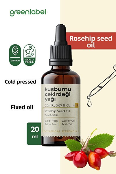 Greenlabel زيت بذور ثمر الورد 20 مل - طبيعي ونقي 100%، معصور على البارد